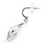 Clear Crystal, White Glass Pearl Calla Lily Pendant with Chain and Drop Earrings Set In Rhodium Plated Metal - 40cm L/ 5cm Ext, 45mm L (Earrings) - view 5