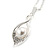 Clear Crystal, White Glass Pearl Calla Lily Pendant with Chain and Drop Earrings Set In Rhodium Plated Metal - 40cm L/ 5cm Ext, 45mm L (Earrings) - view 8