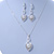Clear Crystal, White Glass Pearl Calla Lily Pendant with Chain and Drop Earrings Set In Rhodium Plated Metal - 40cm L/ 5cm Ext, 45mm L (Earrings) - view 6