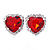 Red/ Clear Crystal Heart Pendant with Silver Tone Chain and Stud Earrings Set - 44cm L/ 6cm Ext - view 5