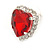 Red/ Clear Crystal Heart Pendant with Silver Tone Chain and Stud Earrings Set - 44cm L/ 6cm Ext - view 6