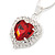 Red/ Clear Crystal Heart Pendant with Silver Tone Chain and Stud Earrings Set - 44cm L/ 6cm Ext - view 3