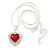 Red/ Clear Crystal Heart Pendant with Silver Tone Chain and Stud Earrings Set - 44cm L/ 6cm Ext - view 4