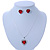 Red/ Clear Crystal Heart Pendant with Silver Tone Chain and Stud Earrings Set - 44cm L/ 6cm Ext - view 2