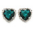 Emerald Green/ Clear Crystal Heart Pendant with Silver Tone Chain and Stud Earrings Set - 44cm L/ 6cm Ext - view 7