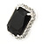Black/ Clear Crystal Square Pendant with Silver Tone Chain and Stud Earrings Set - 44cm L/ 5cm Ext - view 6