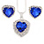 Blue/ Clear Crystal Heart Pendant with Silver Tone Chain and Stud Earrings Set - 44cm L/ 6cm Ext