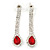 Bridal/ Wedding/ Prom Siam Red/ Clear Austrian Crystal Necklace And Drop Earrings Set In Silver Tone - 36cm L/ 11cm Ext - view 3