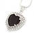 Black/ Clear Crystal Heart Pendant with Silver Tone Chain and Stud Earrings Set - 44cm L/ 6cm Ext - view 7