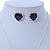 Black/ Clear Crystal Heart Pendant with Silver Tone Chain and Stud Earrings Set - 44cm L/ 6cm Ext - view 9