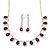 Bridal/ Wedding/ Prom Amethyst Purple/ Clear Austrian Crystal Necklace And Drop Earrings Set In Silver Tone - 36cm L/ 11cm Ext