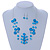 Light Blue Shell & Crystal Floating Bead Necklace & Drop Earring Set - 52cm L/ 5cm Ext - view 2