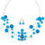 Light Blue Shell & Crystal Floating Bead Necklace & Drop Earring Set - 52cm L/ 5cm Ext