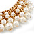 Gold Plated Cream Faux Pearl Bib Necklace and Drop Earrings Set - 40cm L/ 8cm Ext - view 3