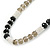 Light Silver Snowflake Metal Rings with Black/ Grey Glass Beads Necklace and Drop Earrings Set - 44cm L/ 6cm Ext - view 8