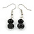 Black Glass Crystal Bead Twisted Multi Strand Necklace and Drop Earrings In Silver Tone - 47cm L/ 7cm Ext - view 5