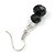 Black Glass Crystal Bead Twisted Multi Strand Necklace and Drop Earrings In Silver Tone - 47cm L/ 7cm Ext - view 9