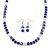 Light Silver Snowflake Metal Rings with Sapphire/ AB Blue Glass Beads Necklace and Drop Earrings Set - 44cm L/ 6cm Ext - view 3