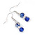 Light Silver Snowflake Metal Rings with Sapphire/ AB Blue Glass Beads Necklace and Drop Earrings Set - 44cm L/ 6cm Ext - view 6