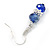 Light Silver Snowflake Metal Rings with Sapphire/ AB Blue Glass Beads Necklace and Drop Earrings Set - 44cm L/ 6cm Ext - view 9