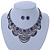 Bridal, Wedding, Prom Clear/ Blue Austrian Crystal Layered Necklace and Stud Earrings Set In Black Tone - 36cm L/ 6cm Ext - view 2