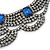 Bridal, Wedding, Prom Clear/ Blue Austrian Crystal Layered Necklace and Stud Earrings Set In Black Tone - 36cm L/ 6cm Ext - view 3