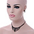 Black Crystal Bar Necklace and Stud Earrings Set In Black Tone Metal - 28cm L/ 11cm Ext - view 2