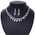 Bridal Clear Crystal Choker Necklace & Drop Earring Set In Silver Tone Metal - 33cm L/ 11cm Ext - view 3