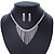 Statement Bridal Clear Crystal Fringe Necklace & Earrings Set In Silver Tone Metal - 38cm L/ 10cm Ext - view 2