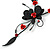 Exquisite Y-Shape Red Rose Necklace & Drop Earring Set In Black Metal - 42cm L/ 6cm Ext/ 7cm Drop - view 9