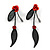 Exquisite Y-Shape Red Rose Necklace & Drop Earring Set In Black Metal - 42cm L/ 6cm Ext/ 7cm Drop - view 11