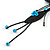 Exquisite Y-Shape Teal Blue Rose Necklace & Drop Earring Set In Black Metal - 42cm L/ 6cm Ext/ 9cm Front Drop - view 9