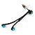 Exquisite Y-Shape Teal Blue Rose Necklace & Drop Earring Set In Black Metal - 42cm L/ 6cm Ext/ 9cm Front Drop - view 10