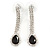 Bridal/ Wedding/ Prom Jet Black/ Clear Austrian Crystal Necklace And Drop Earrings Set In Silver Tone - 36cm L/ 11cm Ext - view 7