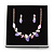 Delicate Matt Enamel Leaf Necklace & Drop Earrings In Rose Gold Tone Metal (Purple/ Pink/ White) - 39cm L/ 8cm Ext - Gift Boxed - view 4