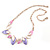 Delicate Matt Enamel Leaf Necklace & Drop Earrings In Rose Gold Tone Metal (Purple/ Pink/ White) - 39cm L/ 8cm Ext - Gift Boxed - view 7