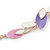 Delicate Matt Enamel Leaf Necklace & Drop Earrings In Rose Gold Tone Metal (Purple/ Pink/ White) - 39cm L/ 8cm Ext - Gift Boxed - view 8