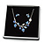 Romantic Blue/ White Enamel, Resin Leaf Necklace & Stud Earrings In Silver Tone Metal - 40cm L/ 8cm Ext - Gift Boxed - view 5