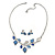 Romantic Blue/ White Enamel, Resin Leaf Necklace & Stud Earrings In Silver Tone Metal - 40cm L/ 8cm Ext - Gift Boxed - view 9