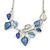 Romantic Blue/ White Enamel, Resin Leaf Necklace & Stud Earrings In Silver Tone Metal - 40cm L/ 8cm Ext - Gift Boxed - view 3