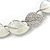 White Enamel and Clear Crystal Leaf Motif Necklace and Stud Earrings Set In Silver Tone - 41cm L - Gift Boxed - view 6
