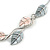 Delicate Pastel Pink/ Grey Matt Enamel Leaf Necklace & Stud Earrings In Silver Tone Metal - 40cm L/ 8cm Ext - Gift Boxed - view 7