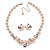 Romantic Pink/ Amethyst Crystal Open Flower Necklace & Stud Earrings In Rose Gold Metal - 40cm L/ 9cm Ext - Gift Boxed - view 5