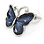 Romantic Glass, Crystal Blue Butterfly Necklace & Stud Earrings In Silver Tone Metal - 40cm L/ 8cm Ext - Gift Boxed - view 7