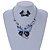 Romantic Glass, Crystal Blue Butterfly Necklace & Stud Earrings In Silver Tone Metal - 40cm L/ 8cm Ext - Gift Boxed - view 2