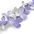 Romantic Matt Purple, Lavender Enamel Textured Floral Necklace & Stud Earrings In Rhodium Plated Metal - 39cm L/ 7cm Ext - Gift Boxed - view 5