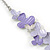 Romantic Matt Purple, Lavender Enamel Textured Floral Necklace & Stud Earrings In Rhodium Plated Metal - 39cm L/ 7cm Ext - Gift Boxed - view 13