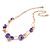 Romantic Purple/ Rose Gold Matt Enamel 3D Floral Necklace & Stud Earrings In Rose Gold Metal - 39cm L/ 8cm Ext - Gift Boxed - view 10