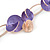 Romantic Purple/ Rose Gold Matt Enamel 3D Floral Necklace & Stud Earrings In Rose Gold Metal - 39cm L/ 8cm Ext - Gift Boxed - view 4