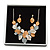 Delicate Matt Enamel Leaf Necklace & Drop Earrings In Silver Tone Metal (Copper/ Grey/ White) - 40cm L/ 8cm Ext - Gift Boxed - view 4